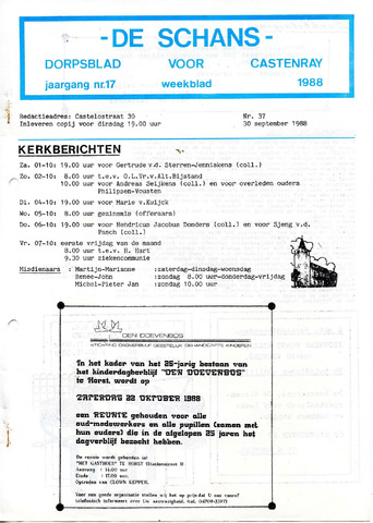 Castenrays dorpsblad De Schans 1988-09-30