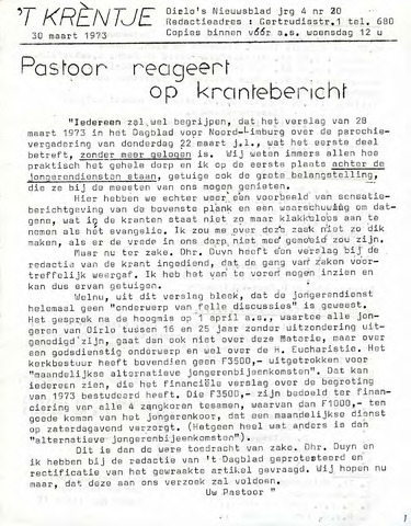Oirlo's dorpsblad 't Krèntje 1973-03-30