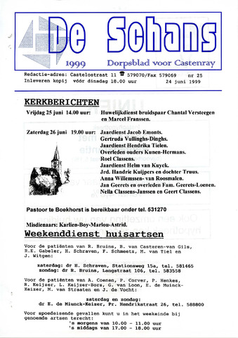 Castenrays dorpsblad De Schans 1999-06-24