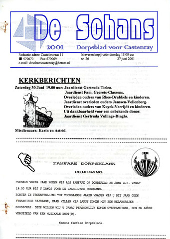 Castenrays dorpsblad De Schans 2001-06-27