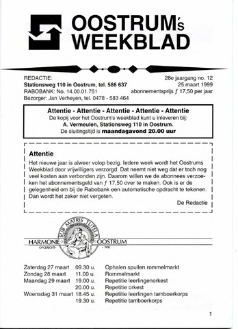 Oostrum's Weekblad 1999-03-25