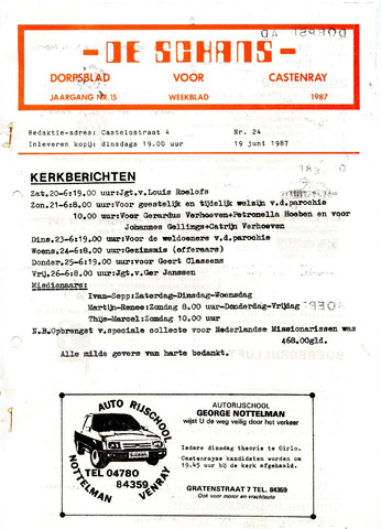 Castenrays dorpsblad De Schans 1987-06-19