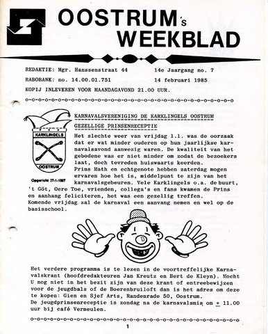 Oostrum's Weekblad 1985-02-14