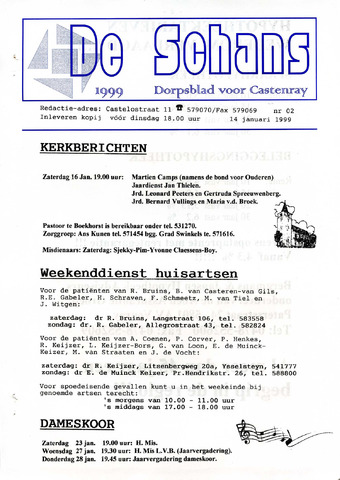Castenrays dorpsblad De Schans 1999-01-14