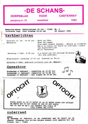 Castenrays dorpsblad De Schans 1993-01-29