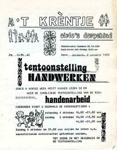 Oirlo's dorpsblad 't Krèntje 1980-10-02