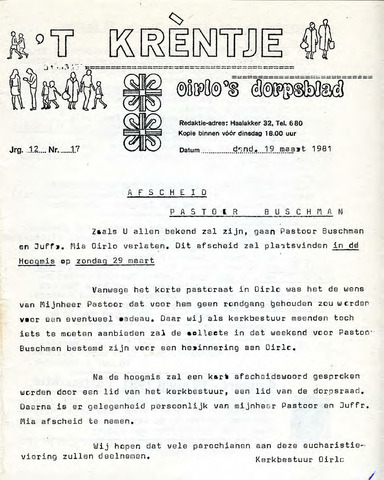 Oirlo's dorpsblad 't Krèntje 1981-03-19