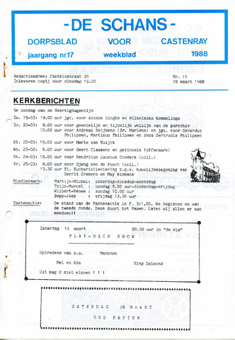 Castenrays dorpsblad De Schans 1988-03-16