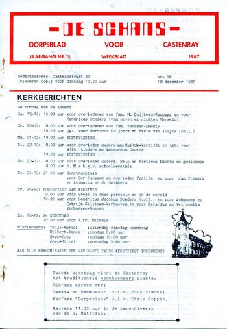 Castenrays dorpsblad De Schans 1987-12-18