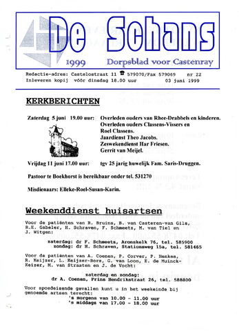 Castenrays dorpsblad De Schans 1999-06-03