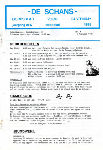 Castenrays dorpsblad De Schans 1988-02-19