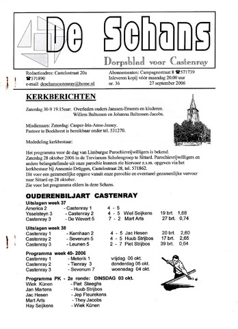 Castenrays dorpsblad De Schans 2006-09-27