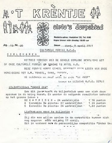 Oirlo's dorpsblad 't Krèntje 1981-04-09
