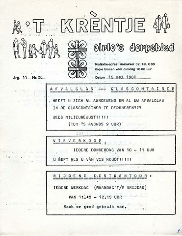 Oirlo's dorpsblad 't Krèntje 1980-05-15