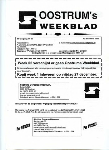 Oostrum's Weekblad 2002-12-12