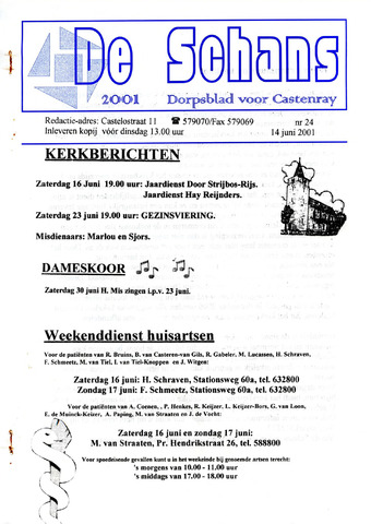 Castenrays dorpsblad De Schans 2001-06-14