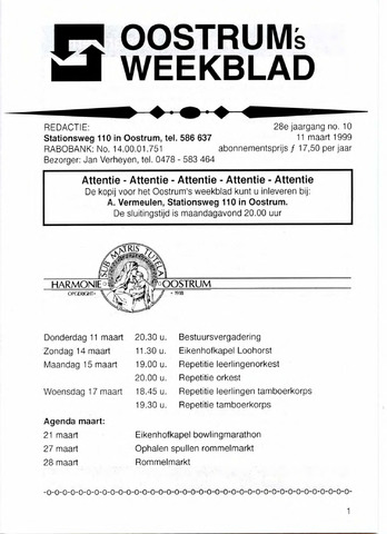 Oostrum's Weekblad 1999-03-11