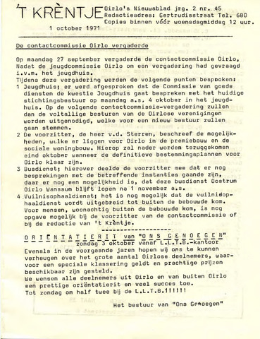 Oirlo's dorpsblad 't Krèntje 1971-10-01
