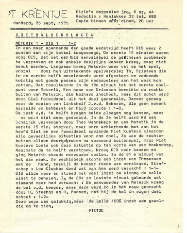 Oirlo's dorpsblad 't Krèntje 1975-09-25