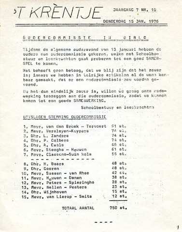 Oirlo's dorpsblad 't Krèntje 1976-01-15