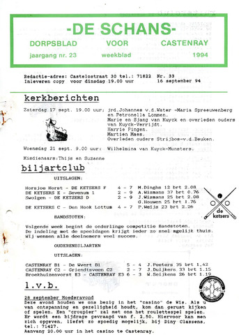 Castenrays dorpsblad De Schans 1994-09-16