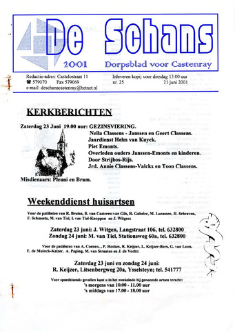 Castenrays dorpsblad De Schans 2001-06-21