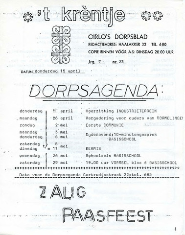 Oirlo's dorpsblad 't Krèntje 1976-04-15