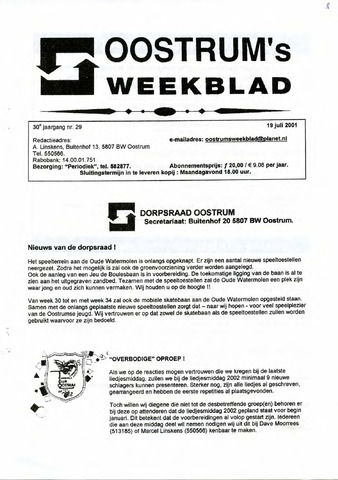 Oostrum's Weekblad 2001-07-19