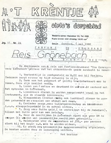 Oirlo's dorpsblad 't Krèntje 1980-05-01