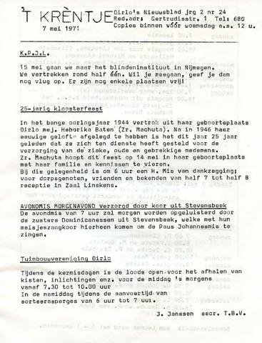 Oirlo's dorpsblad 't Krèntje 1971-05-07
