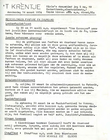 Oirlo's dorpsblad 't Krèntje 1974-03-14