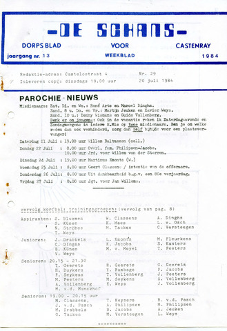 Castenrays dorpsblad De Schans 1984-07-20