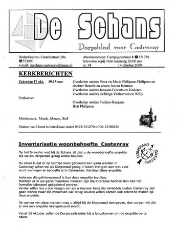 Castenrays dorpsblad De Schans 2009-10-14