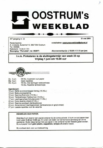 Oostrum's Weekblad 2001-05-31