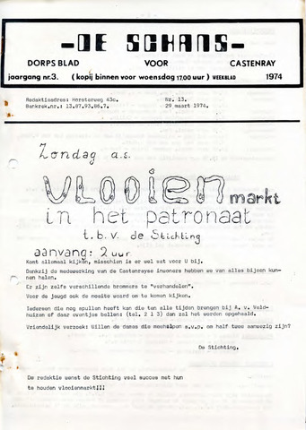 Castenrays dorpsblad De Schans 1974-03-29