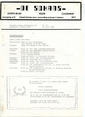 Castenrays dorpsblad De Schans 1977-04-22