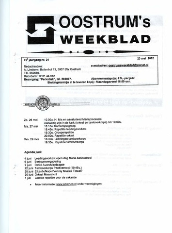 Oostrum's Weekblad 2002-05-23