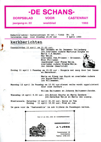 Castenrays dorpsblad De Schans 1993-04-09