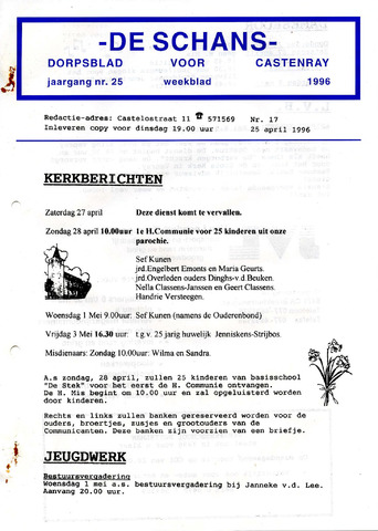 Castenrays dorpsblad De Schans 1996-04-25
