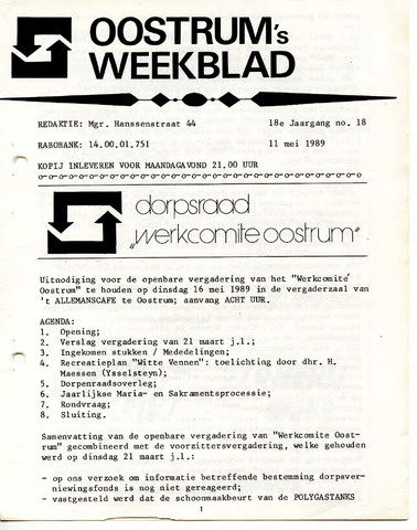 Oostrum's Weekblad 1989-05-11