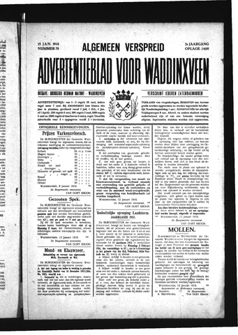 Advertentieblad Waddinxveen 1916-01-15