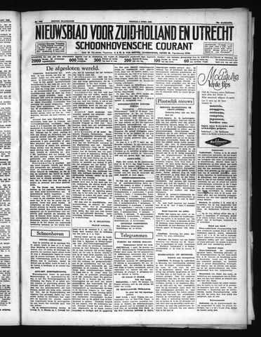 Schoonhovensche Courant 1938-04-01