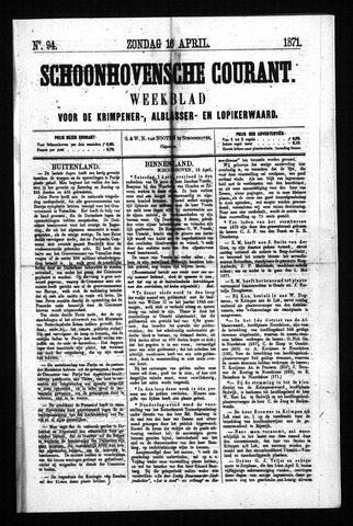Schoonhovensche Courant 1871-04-16