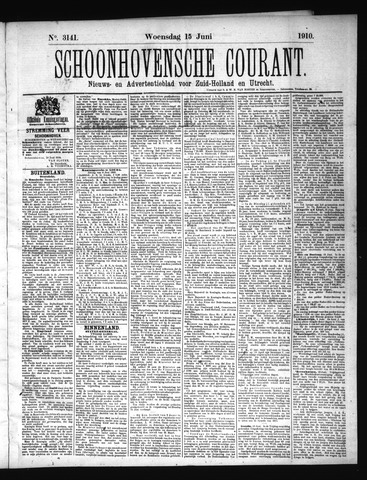 Schoonhovensche Courant 1910-06-15