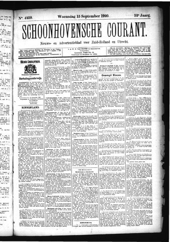 Schoonhovensche Courant 1920-09-15