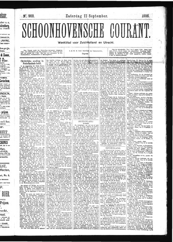 Schoonhovensche Courant 1886-09-11