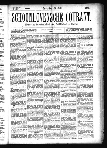 Schoonhovensche Courant 1892-07-30