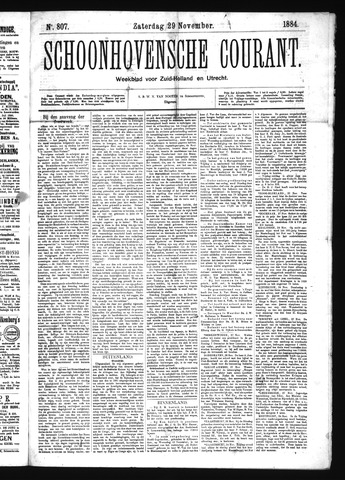 Schoonhovensche Courant 1884-11-29