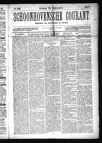 Schoonhovensche Courant 1882-09-24
