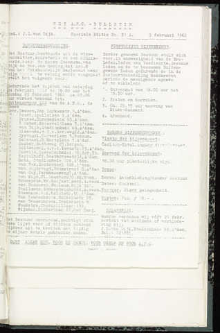 Bulletins (vnl. opstellingen) 1962-02-09